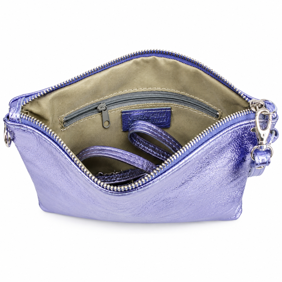 Bronze Italian Metallic Leather Clutch Bag