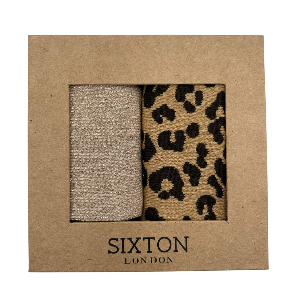 Champagne Vegas & Leopard sock box duo