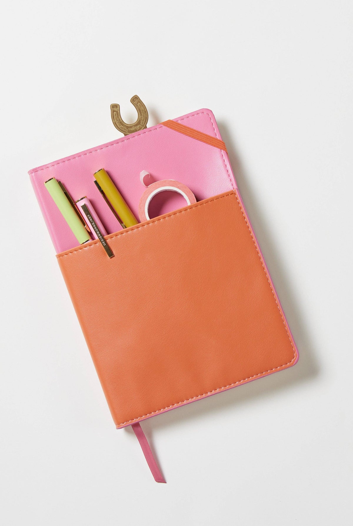 Vegan Leather Pocket Journal - Pink & Chili