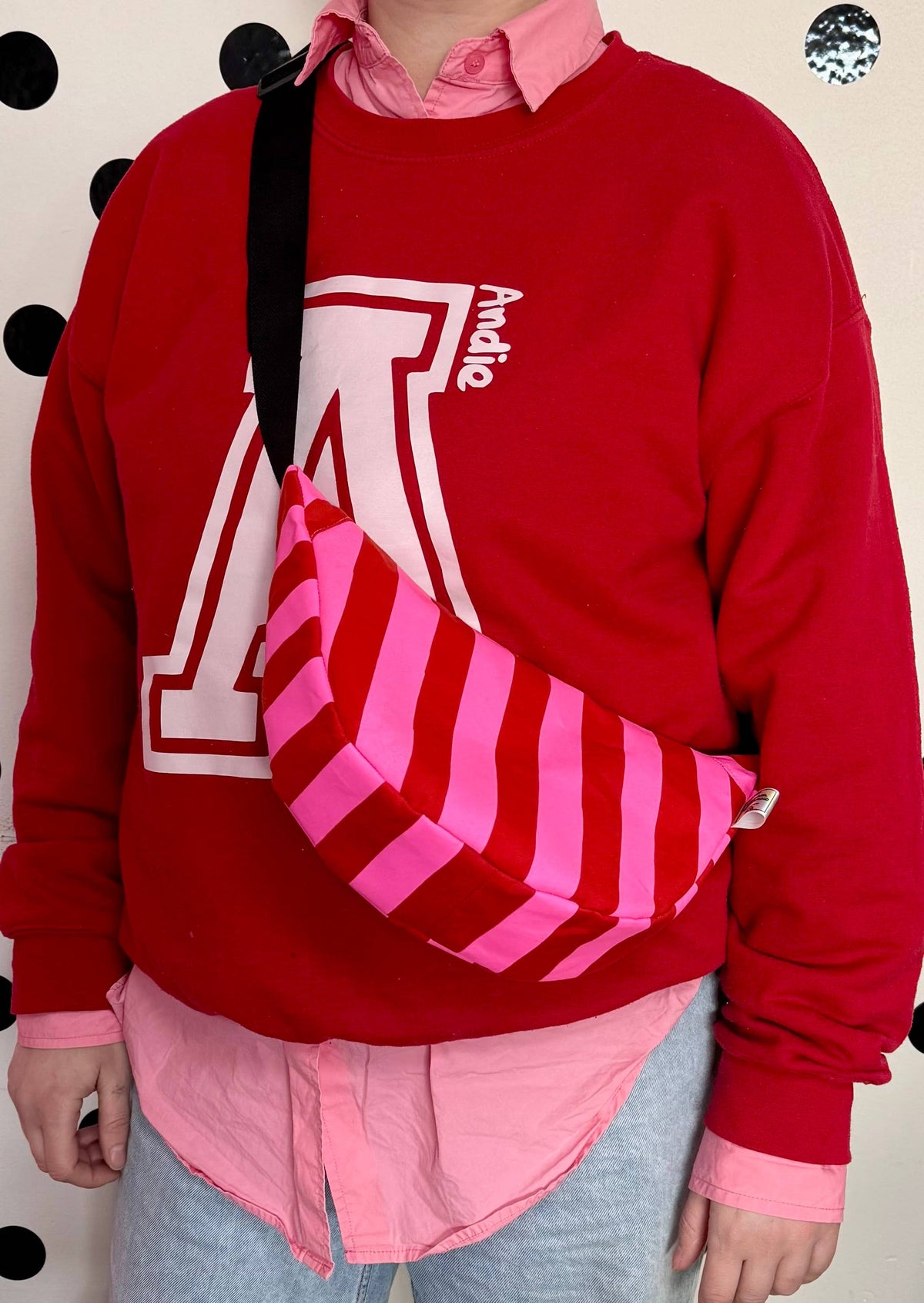 Yolla Studio Pink and Red stripes Bag
