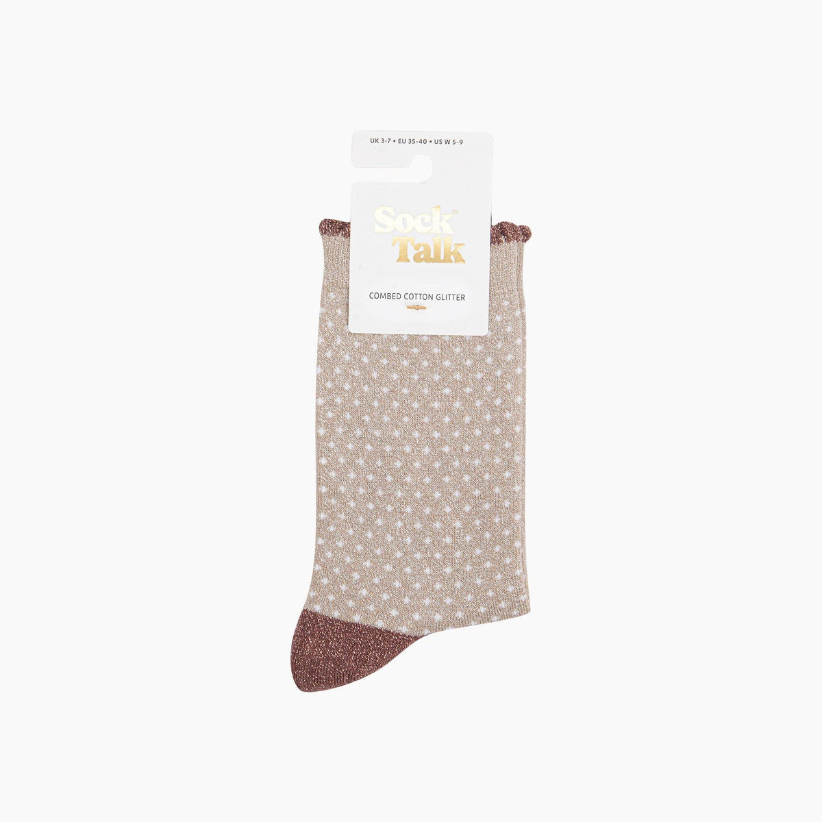 Polka Dots Combed Cotton Glitter Socks in Soft Beige: UK 3-7 | EU 36-40 | US 5-9