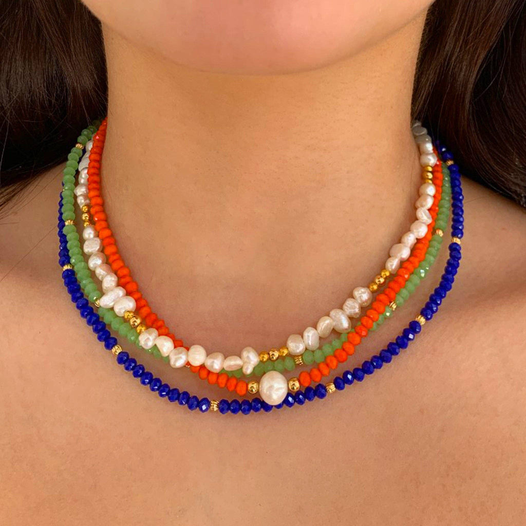 Small Crystal Necklace: Fuchsia