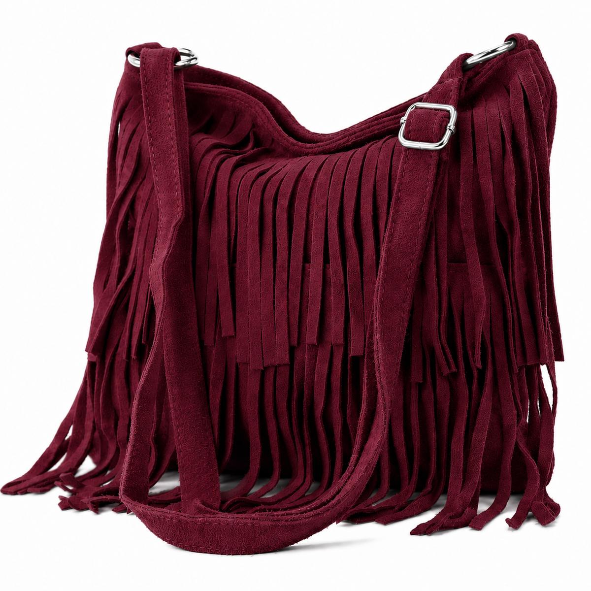 Dark grey Italian Leather Tassle Crossbody Bag