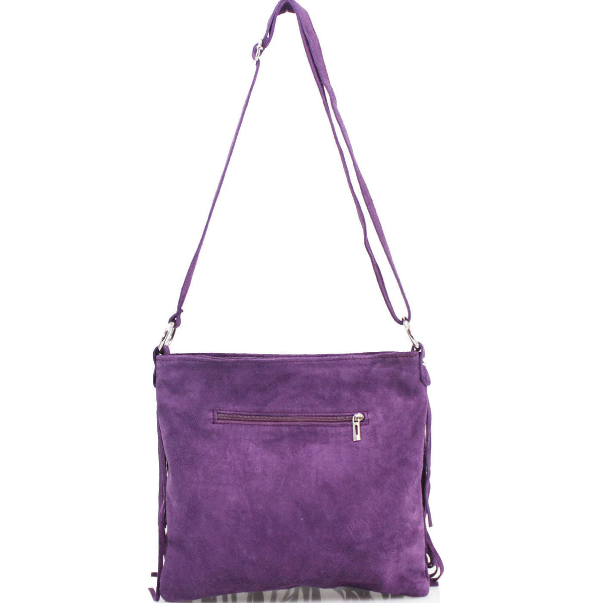 Dark grey Italian Leather Tassle Crossbody Bag