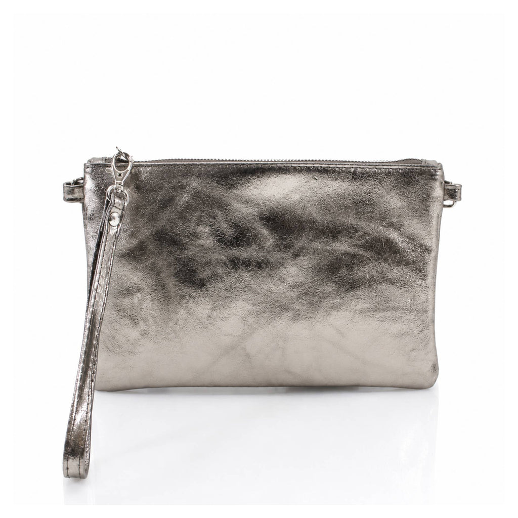 Bronze Italian Metallic Leather Clutch Bag